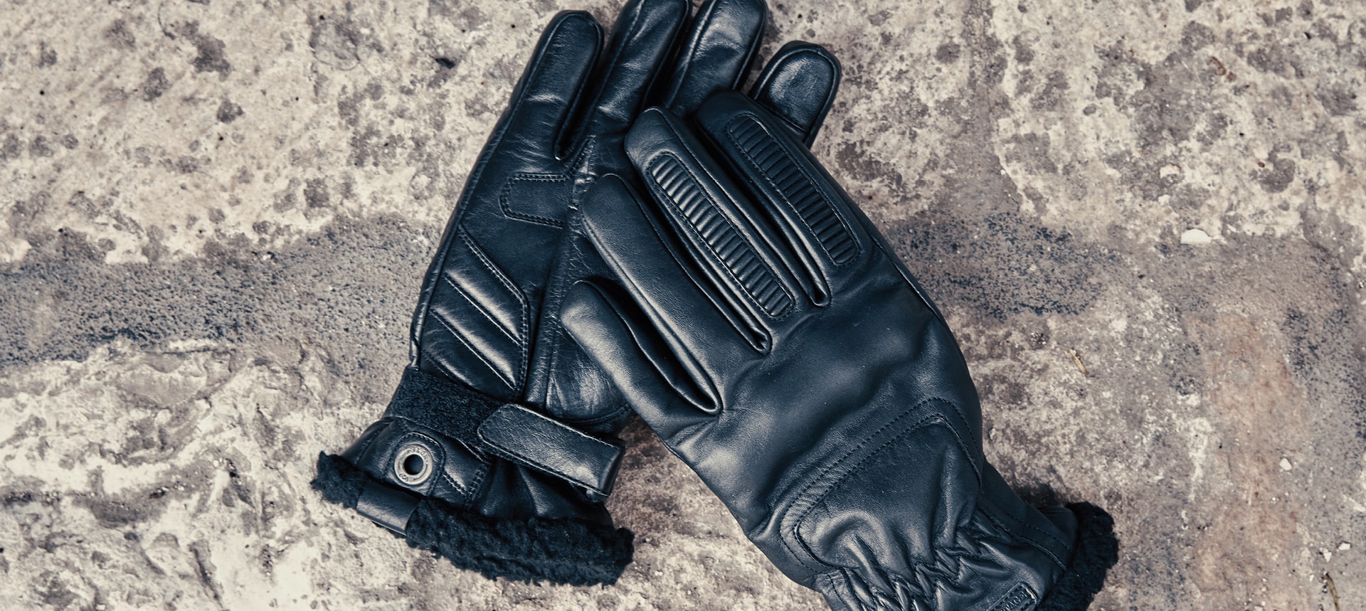 Gants femme Helstons Tinta hiver cuir noir, gants moto vintage